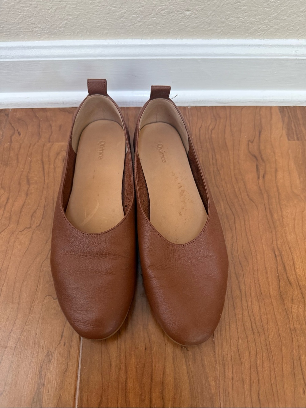 Quince Women's Cognac Brown Leather Ballet Flats